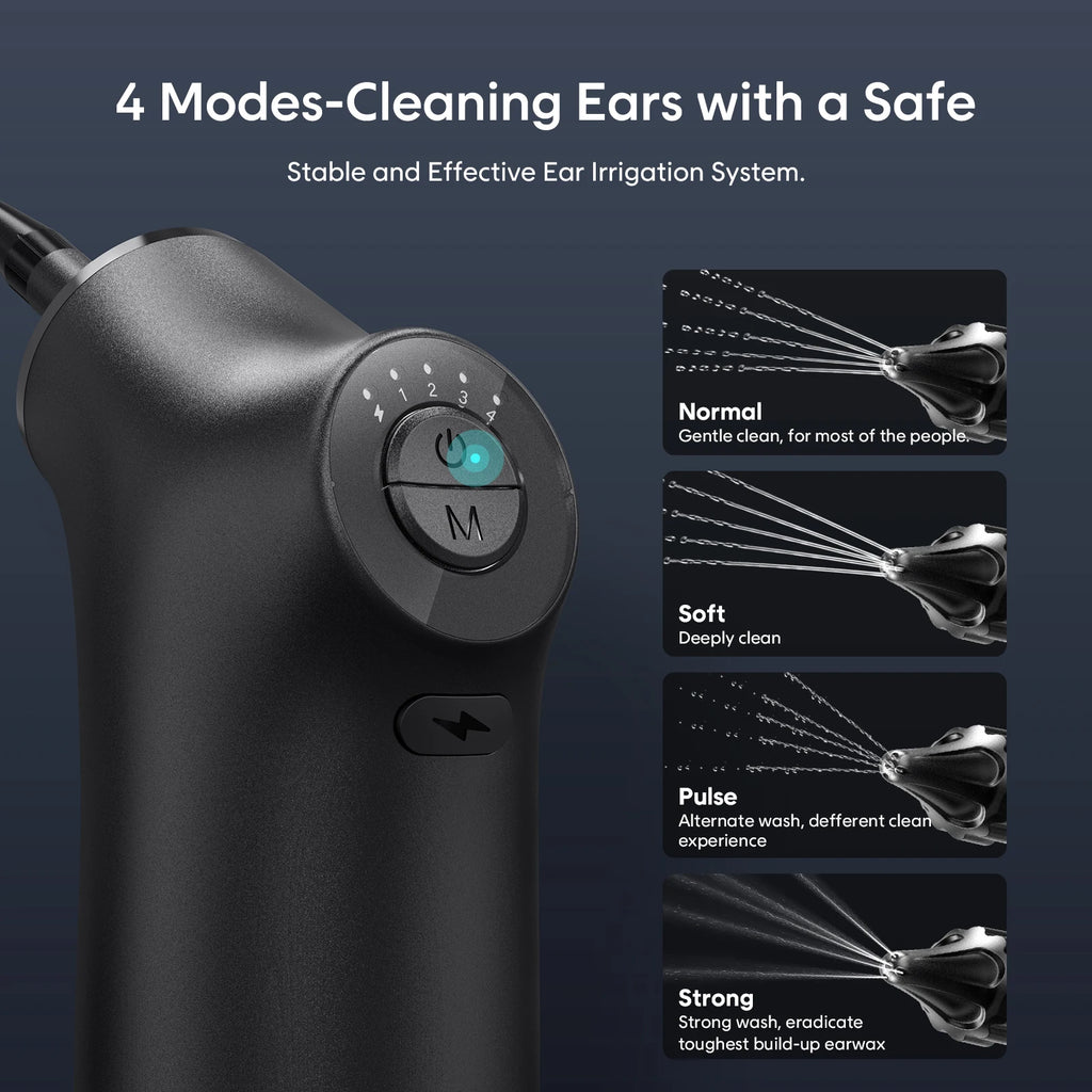 SUNUO Automatic Ear Cleaning Health Care Water Irrigation Automatic Earwax Remover For Adult 4 Pressure Mode Silicone Ear Washer