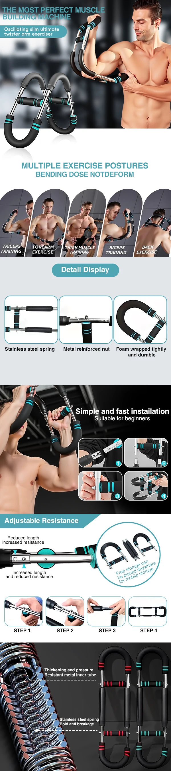 Multi-Functional Boxing Speed Trainer Arm Strength Device Adjustable Resistance Flywheel Wrist Fitness Combat Speed Training Tool
