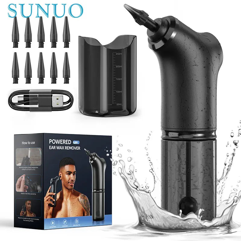 SUNUO Automatic Ear Cleaning Health Care Water Irrigation Automatic Earwax Remover For Adult 4 Pressure Mode Silicone Ear Washer